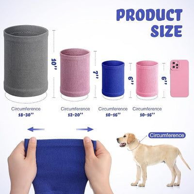 Saintrygo 4 Pcs Dog Snoods Pet Ear Wrap Cover Sound Proof Muffs for Barking and Bathing Warm Winter Scarf for Calming(Blue, Pink, Purple,S,M,L)