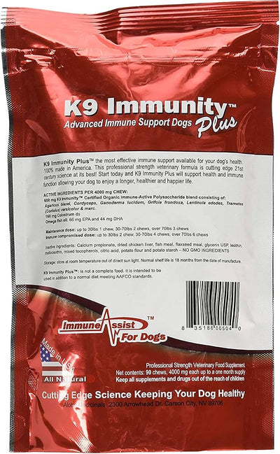 Aloha Medicinals - K9 Immunity Plus - Potent Immune Booster for Dogs Over 70 Pounds - 90 Soft Chews