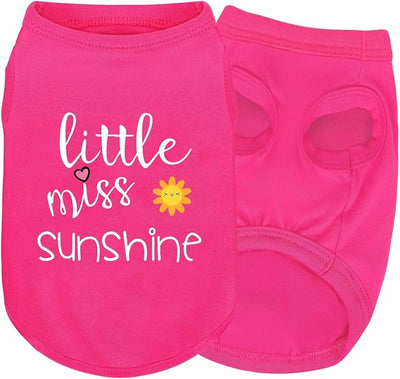 Pink Cotton Dog Shirt with 'Little Miss Sunshine' Print, Soft & Breathable Pet Apparel for Small to Large Dogs, All-Season Sleeveless Vest, Cute and Comfortable Dog Outfit.Pink Sun 4XL