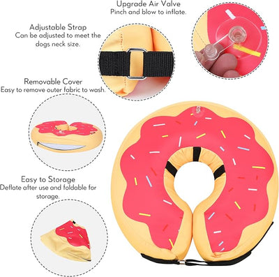 MIDOG Soft Inflatable Dog Cone, Donut E-Collar Alternative for After Surgery, Prevents Licking, Allowing Normal Eating & Vision, Comfortable Recovery Collar for Small Medium Large Dogs & Cats, Pink-XL