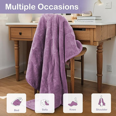 Eydna Electric Heated Blanket Full Size 72"x84",Fast Heating, Soft Plush Microplush for Bed & Couch, 10 Hours Auto Off 5 Heating Levels, Machine Washable, Gifts for Womens & Family-Light Purple