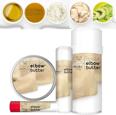 The Blissful Dog Elbow Butter for Dry, Cracked Calluses, Lick-Safe Dog Balm, Soothing Elbow Balm with Moisturizing Shea Butter, Almond, Olive, and Essential Oils, Pet Supplies, 4 oz. Tin