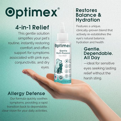 Gentle Multi-Purpose Eye Wash for Dogs & Cats (4 fl oz) Helps with Eye Infections, Redness, Irritation, Tear Stains, Discharge, Pink Eye, Conjunctivitis & Dry Eye Relief Vet Formulated