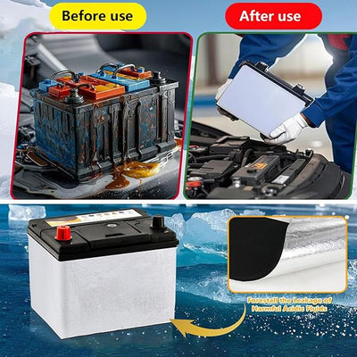 Car Battery Insulation Cover 40.16×7.09 inch Fireproof Flexible Shield | Car Battery Insulation Blanket for Trailer Boat Marine Cold Weather Winter ATV Motorcycle Lawn Mower RV