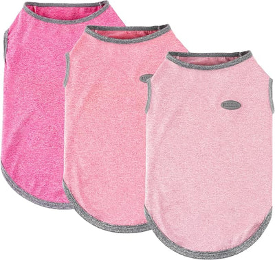 3 Pack Lightweight Sun Protection Dog Shirt Breathable Sleeveless Dog T Shirts Extra Soft Top Tank Dog Clothes for Outdoor Activities (Light Pink + Rose Pink + Peach Pink, Small)