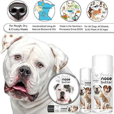 The Blissful Dog American Bulldog Nose Butter, Versatile Dog Nose Balm for Dry Nose, Handcrafted Nose Moisturizer, Easy-to-Apply Dog Essentials, Unscented, 16 oz.