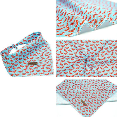 Lionheart glory Blue Stripe Dog Bandana 1 Pack Washable Soft Dog Scarf, Square Adjustable Dog Bandanas for Medium Large Dogs, N:Crabs