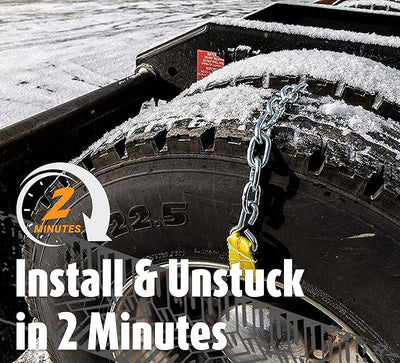 Offroad Snow Chains Alternative Traction Device For Semis & Large Trucks Easy Setup With Durable Strap & Chain Design A Perfect Truckers Gift & Long Haul Emergency Kit Addition 4 Piece Set