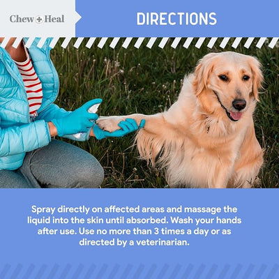 Chew + Heal Labs Medicated Dog Paw Spray - 8 oz Advanced Chlorhexidine Hot Spot Treatment Spray with 1% Ketoconazole 2% Chlorhexidine for Dogs - Good for All Breeds - Made in the USA