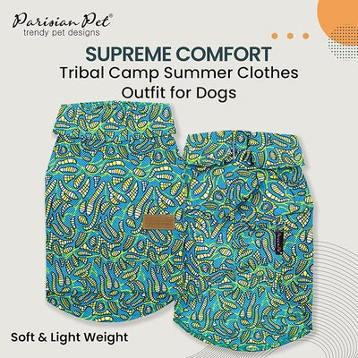 Parisian Pet Tribal Dog Shirt - Cotton Clothes for Small Dogs - Stylish Tropical Dog Outfit - Lightweight and Soft Puppy Clothes - Trendy Tshirts for Dogs - Comfortable Summer Camp Pet Apparel