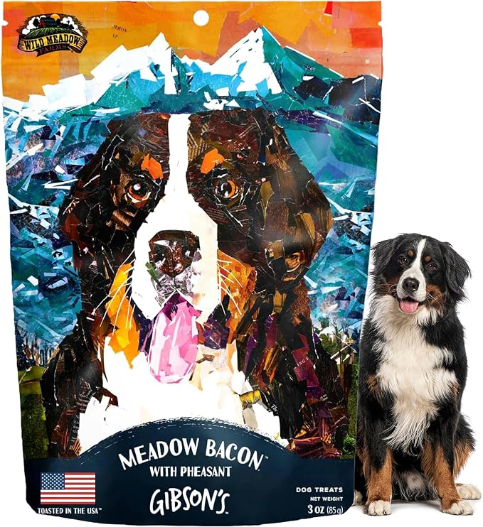 Gibson's Meadow Bacon with Pheasant, Soft Jerky Dog Treats, Crafted with Real Meat, Aromatic, and Grain-Free for Training and Rewarding Dogs of All Breeds & Ages - 3 Ounce Pouch