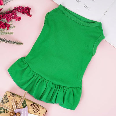 Dog Dresses Cat Skirt Solid Color Dog Clothes Summer Sleeveless Puppy Girl Clothes for Small Pet Dogs Cats (Dark Green, X-Small)