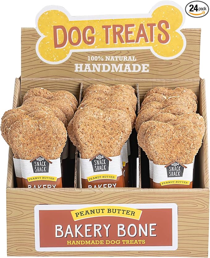 Cosmo's Snack Shack Peanut Butter Bakery Bone - All Natural Dog Treat - Made in USA (24 Count Pack of 1)