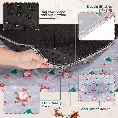 Aitmexcn Christmas Washable Pee Pad for Dogs, 2PCS 31x36in Xmas Super Absorbent Reusable Puppy Pads Pet Training Pads, Waterproof mats for Playpen, Crate, Whelping Box, Potty Training