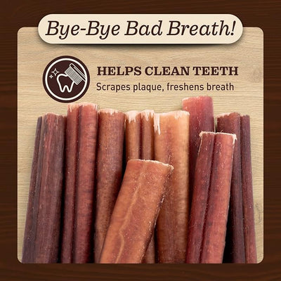 Pet Odor-Free Standard Bully Sticks (12", 5 Pack) – 100% Grass-Fed Beef Pizzle Dog Chews, Fully Digestible & Long-Lasting Dental Treats