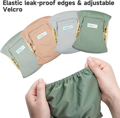 Male Dogs Diapers Belly Bands(4Pack), Washable Reusable Male Boy Doggy Wraps Panties for Doggie Puppy Pooping Potty Training Incontinence Marking Pañal para Perro Brown Gray Green Cyan X-Large