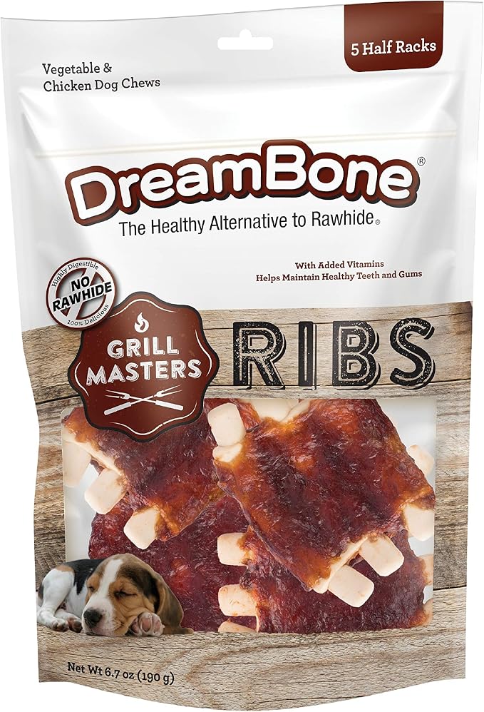 Grill Masters Ribs, No-Rawhide Chews for Dogs, 5 Half Racks
