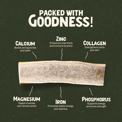 Heartland Elk Antlers for Dogs - Daily Dental Care Chews for Aggressive Chewers to Reduce Plaque & Prevent Destructive Behavior (Splinter Free, Split, 5", Medium, 1-Pack, Grade A, USA Made)