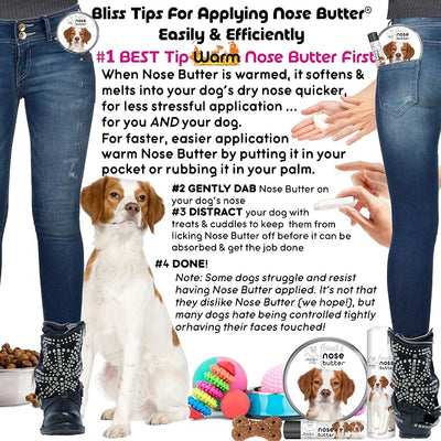 The Blissful Dog Brittany Spaniel Nose Butter for Dry, Cracked Skin, Lick-Safe Dog Nose Balm with Moisturizing Shea Butter, Almond, Olive, and Essential Oils, Pet Supplies, Uncented, 4 oz.