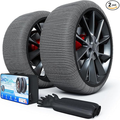 Snow Socks for Tires, Winter Traction Alternative to Snow Chains, Emergency Anti-Slip Tire Covers for Cars/SUVs/Trucks, Reusable, Certified Snow Traction Device for Ice & Snow Driving.(Black -XXXL)