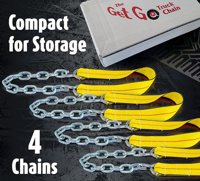 Offroad Snow Chains Alternative Traction Device For Semis & Large Trucks Easy Setup With Durable Strap & Chain Design A Perfect Truckers Gift & Long Haul Emergency Kit Addition 4 Piece Set