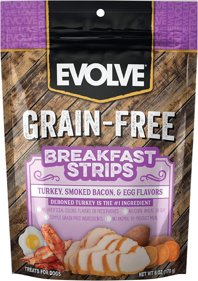 Grain Free Turkey, Bacon and Egg Flavored Breakfast Strips Dog Treats, 6oz