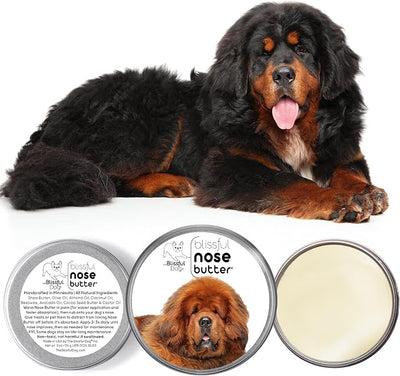 The Blissful Dog Tibetan Mastiff Nose Butter for Dry, Cracked Skin, Lick-Safe Dog Nose Balm with Moisturizing Shea Butter, Almond, Olive, and Essential Oils, Pet Supplies, Uncented, 2 oz.