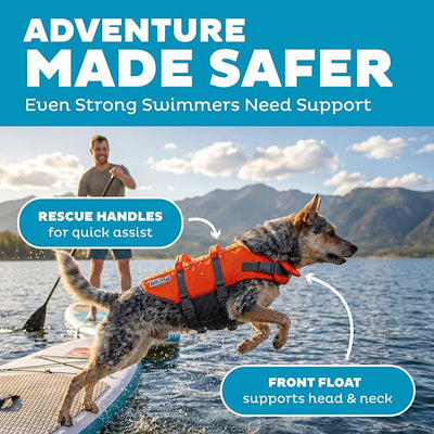 Outward Hound Granby Splash Orange Dog Life Jacket, Medium