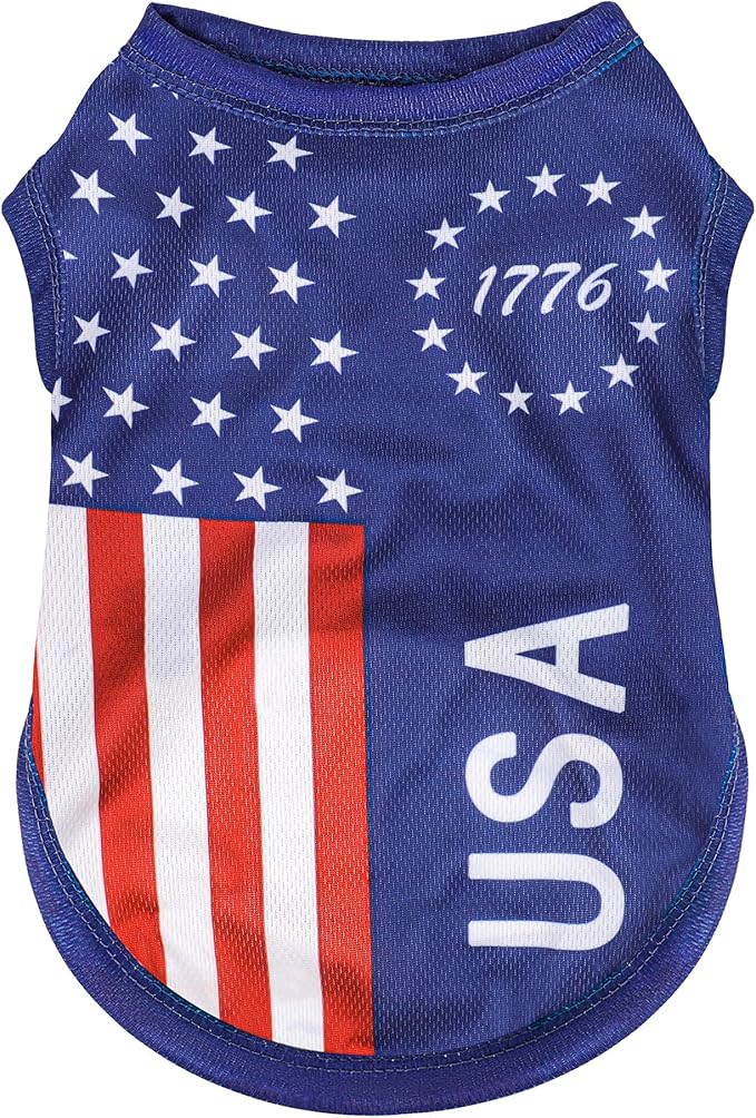 American Flag Inspired Dog Vest: Perfect Dog Shirt, Ideal Tank Top for Everyday Wear, Independence Day Celebrations Quality Materials for a Cute and Stylish Look Blue USA 3XL