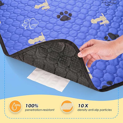 WanpeeGoo Washable Pee Pads, Puppy Pee Pad for Dogs, 2 Pack Absorbent Reusable Training Dog Pads Pet Puppy Pads, Non-Slip Potty Pads for Whelping, Playpen, Crate, Bed, Blue 24"x24"