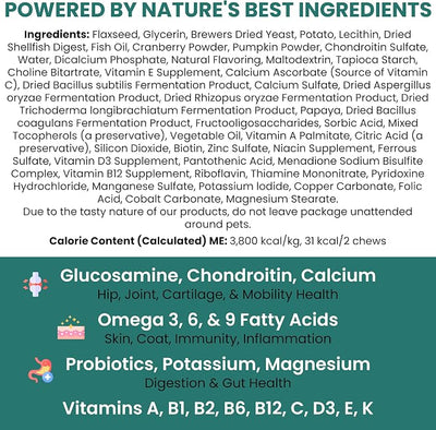 Dog Multivitamin Chewable - Chew + Heal 12-in-1, 60 Ct, Puppy, Senior Dog Vitamins & Supplements for Hip & Joint, Skin, Coat, Immune Support with Glucosamine, Omega 3,6,9, Probiotics, Chicken Flavor