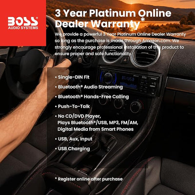 BOSS Audio Systems 616UAB Car Stereo With Bluetooth - Single DIN, MP3, USB, Aux-in, AM/FM, No CD DVD Player