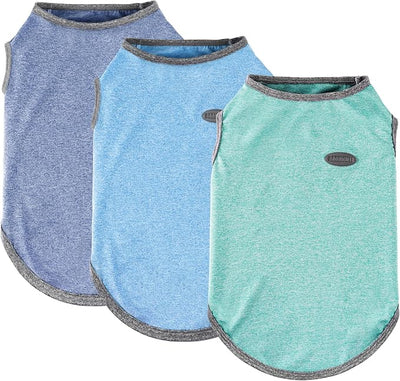 3 Pack Lightweight Sun Protection Dog Shirt Breathable Sleeveless Dog T Shirts Extra Soft Top Tank Dog Clothes for Outdoor Activities (Navy Blue + Light Blue + Sky Blue, X-Small)