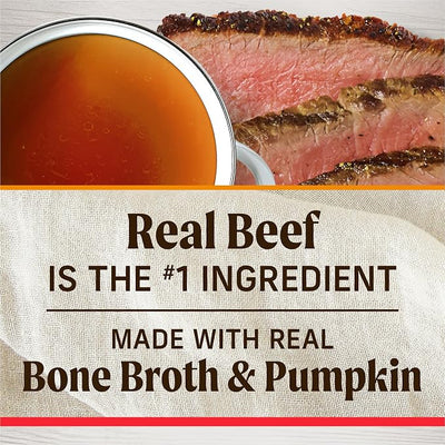 Healthy Bites Grain Free Dog Treats, Soft Treats with Bone Broth for Dogs, Beef and Bone Broth Recipe - 6 oz. Pouch