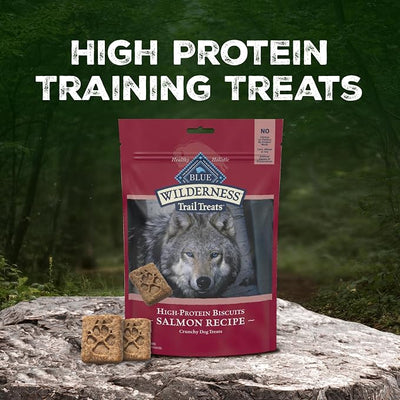 Blue Buffalo Wilderness Trail Treats Salmon Crunchy Dog Biscuits, Grain-Free & High-Protein, Bite-Sized Training Treats Made with Real Salmon & Natural Ingredients, 24-oz Bag