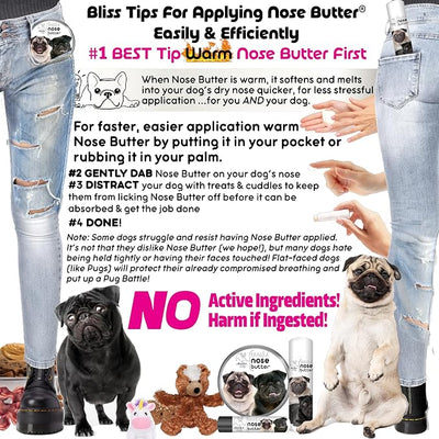 The Blissful Dog Fawn Pug Nose Butter, Versatile Dog Nose Balm for Dry Nose, Handcrafted Nose Moisturizer, Easy-to-Apply Dog Essentials, Unscented, 2 oz.