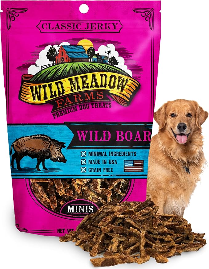 Classic Wild Boar Dog Minis - Soft Jerky Training Treats for Dogs, Grain-Free, All-Natural & Perfectly Sized for Training, High-Value Rewards in a Convenient 3.5 Ounce Pouch