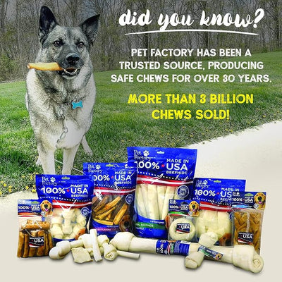 Pet Factory 100% Made in USA Beefhide 7" Braided Sticks Dog Chew Treats - Natural Flavor, 6 Count/1 Pack