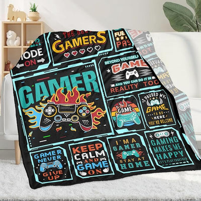 Gamer Blanket for Boys Men, 50x60 Inches | Soft Cozy Gaming Throw, For Couch Travel, Gamer Gifts for Kids Teen Dad Son Boyfriend, Vedio Game Controller Pattern