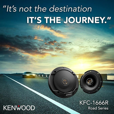 Kenwood KFC-1666R Road Series Car Speakers (Pair) - 6.5" 2-Way Car Coaxial Speakers, 300W, 4-Ohm Impedance, Cloth Woofer & Balanced Dome Tweeter, Heavy Duty Magnet Design