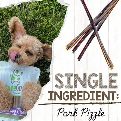 Nature Gnaws Extra Thin Pork Bully Sticks for Small Dogs 5-6" (15 Count) - Long Lasting for Light Chewers and Puppies - Natural Bacon Dog Chew Treats