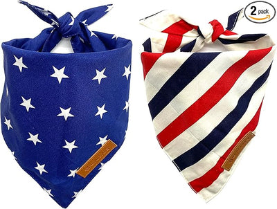Realeaf 4th of July Dog Bandanas 2 Pack, Reversible American Flag Pet Scarf for Boy and Girl, Premium Durable Fabric, Patriotic Bandana for Large and Extra Large Dogs (X-Large)