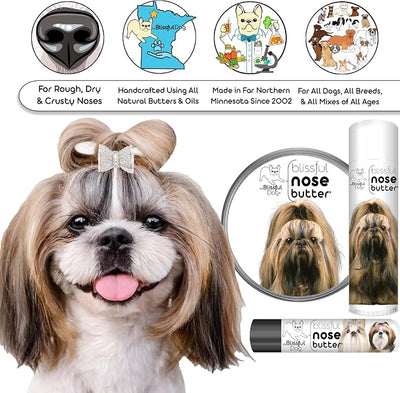 The Blissful Dog Shih Tzu Nose Butter for Dry, Cracked Skin, Lick-Safe Dog Nose Balm with Moisturizing Shea Butter, Almond, Olive, and Essential Oils, Pet Supplies, Uncented, 4 oz.