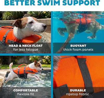 Outward Hound Granby Splash Orange Dog Life Jacket, Small