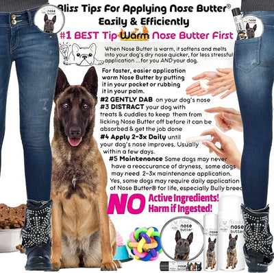 The Blissful Dog Belgian Malinois Nose Butter for Dry, Cracked Skin, Lick-Safe Dog Nose Balm with Moisturizing Shea Butter, Almond, Olive, and Essential Oils, Pet Supplies, Uncented, 2 oz.