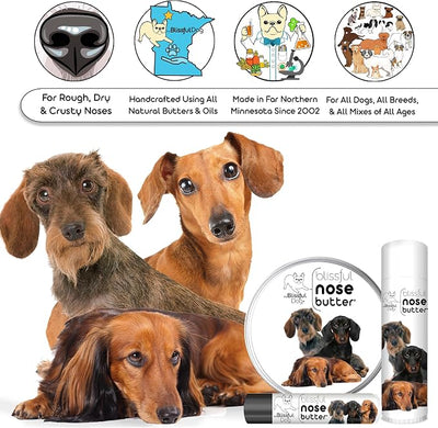 The Blissful Dog Daschund Nose Butter for Dry, Cracked Skin, Lick-Safe Dog Nose Balm with Moisturizing Shea Butter, Almond, Olive, and Essential Oils, Pet Supplies, Uncented, 0.15 oz.