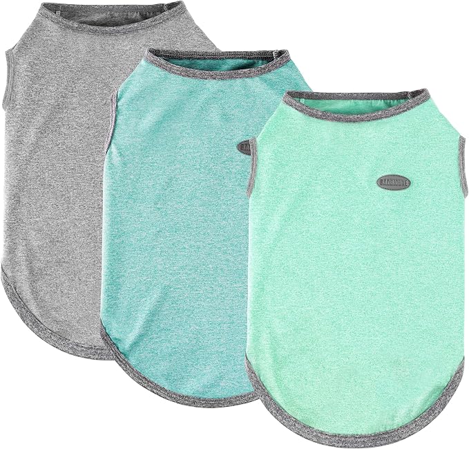3 Pack Lightweight Sun Protection Dog Shirt Breathable Sleeveless Dog T Shirts Extra Soft Top Tank Dog Clothes for Outdoor Activities (Dark Gray + Light Green + Mint Green, XX-Small)
