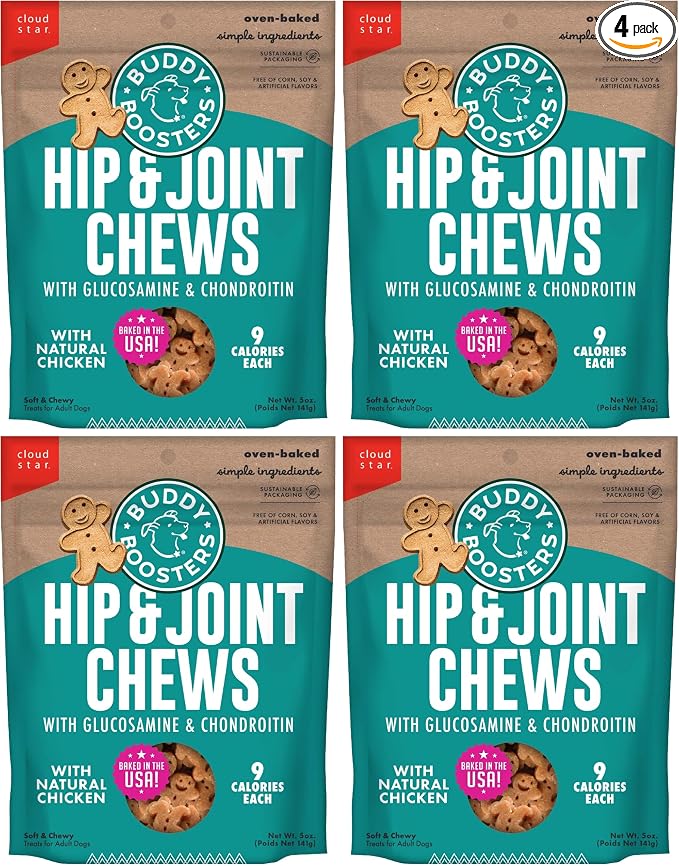 Boosters 5 oz. Pouch of Hip and Joint Soft Chews Dog Treats Made with Natural Chicken (Pack of 4)