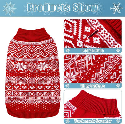 HOMIMP Argyle Dog Sweater - Warm Winter Coat for Small, Medium & Large Dogs, Ugly Puppy Sweater for Boys & Girls
