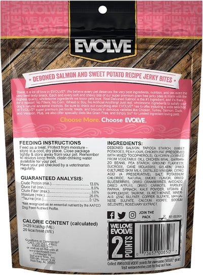 Evolve Grain Free Salmon and Sweet Potato Jerky Bites Dog Treats